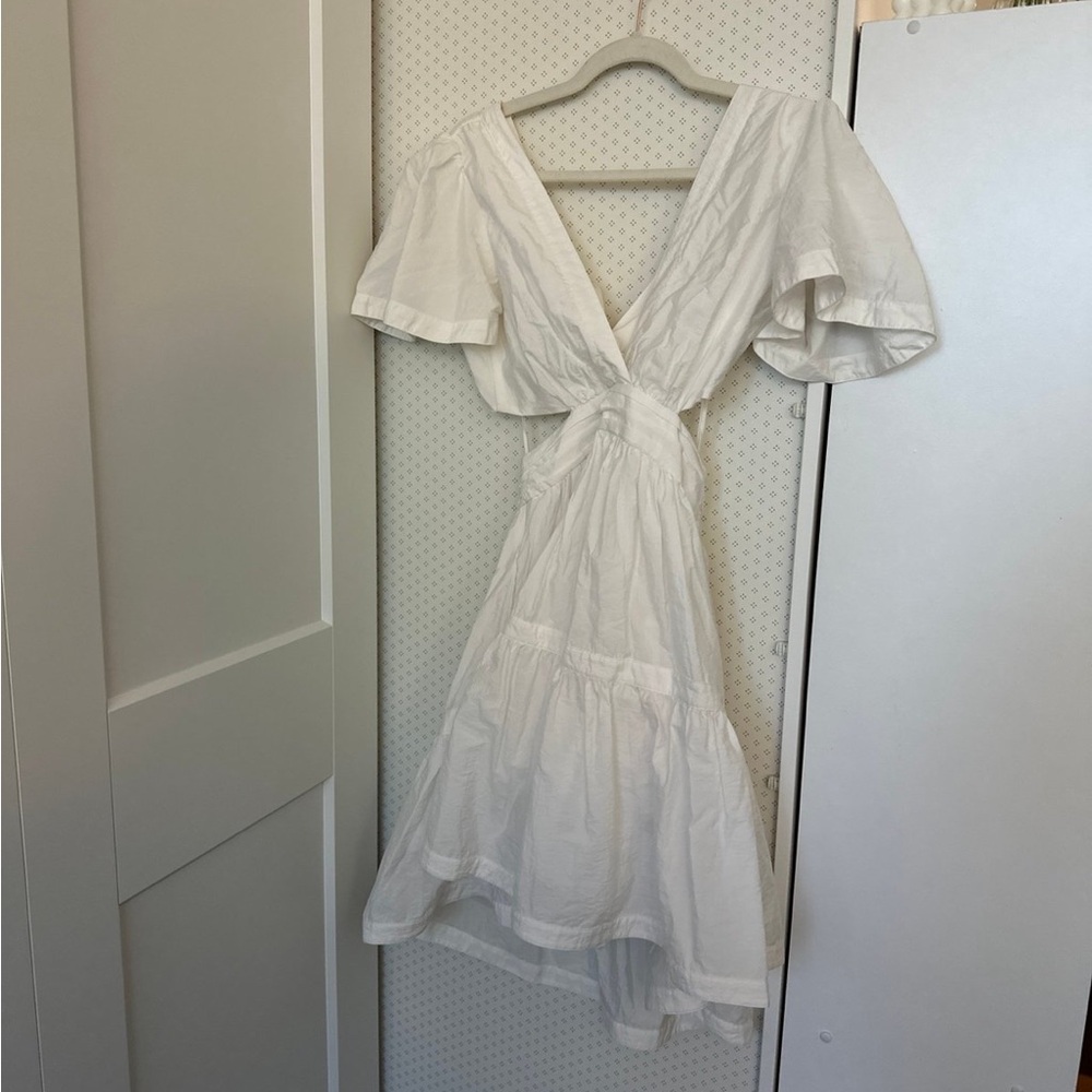 Cinq à Sept White Flutter Sleeve Mini Dress